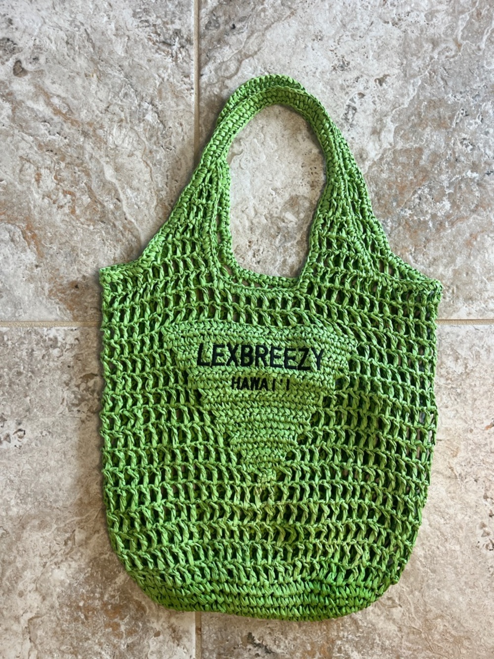 Lex Breezy Green Crochet Nylon Tote Beach Bag